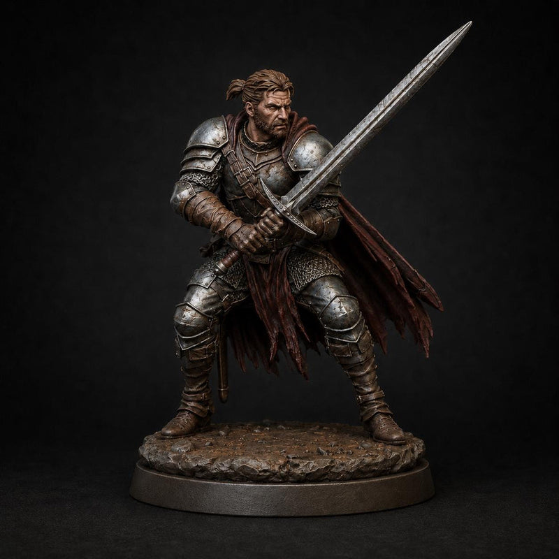 Human Fighter Unpainted Miniature, Aldric Greatsword Fighter, PaintedOrNot Original Resin Mini for DnD 5E - Only-Games