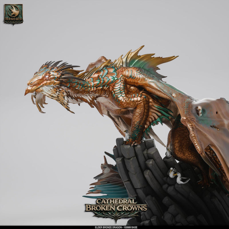 Elder Bronze Dragon Miniature | Gargantuan Dragon Boss | UNPAINTED Resin DnD Pathfinder - Only-Games