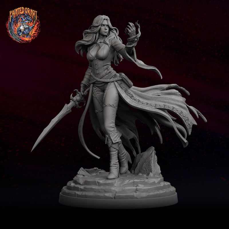 Female Warlock Unpainted Miniature, Malyra Pactblade Warlock, PaintedOrNot Original Resin Mini for DnD 5E - Only-Games
