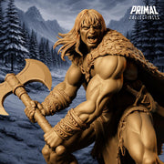 Human Barbarian Miniature DnD Berserker Warrior | Axe Fighter UNPAINTED Resin - Only-Games