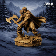 Human Barbarian Miniature DnD Berserker Warrior | Axe Fighter UNPAINTED Resin - Only-Games