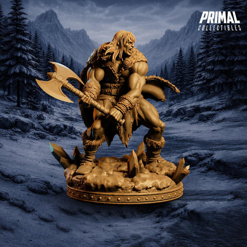 Human Barbarian Miniature DnD Berserker Warrior | Axe Fighter UNPAINTED Resin - Only-Games
