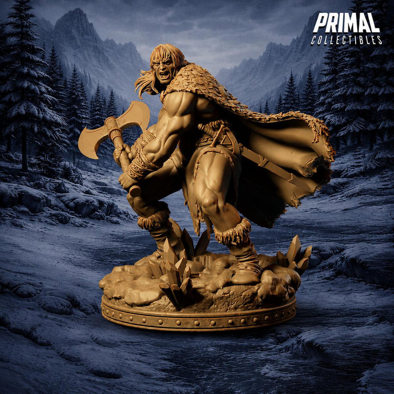 Human Barbarian Miniature DnD Berserker Warrior | Axe Fighter UNPAINTED Resin - Only-Games