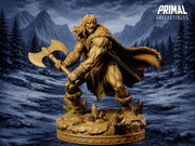 Human Barbarian Miniature DnD Berserker Warrior | Axe Fighter UNPAINTED Resin - Only-Games