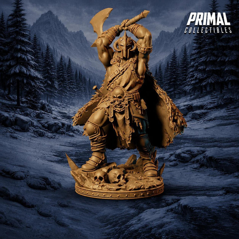 Barbarian Knight Miniature | Doom Herald Axe Warrior | UNPAINTED Resin DnD Pathfinder - Only-Games