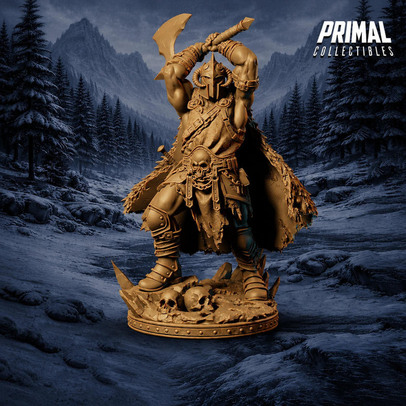 Barbarian Knight Miniature | Doom Herald Axe Warrior | UNPAINTED Resin DnD Pathfinder - Only-Games
