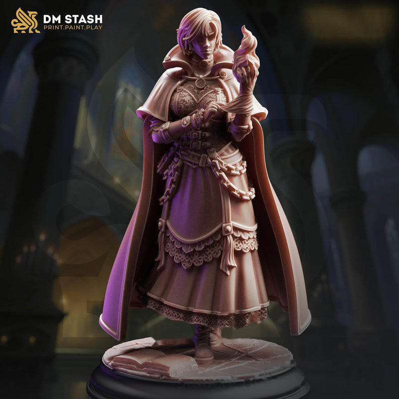 Female Wizard Miniature | Evocation Wizard Spellcaster | UNPAINTED Resin DnD Pathfinder - Only-Games