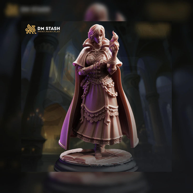 Female Wizard Miniature | Evocation Wizard Spellcaster | UNPAINTED Resin DnD Pathfinder - Only-Games
