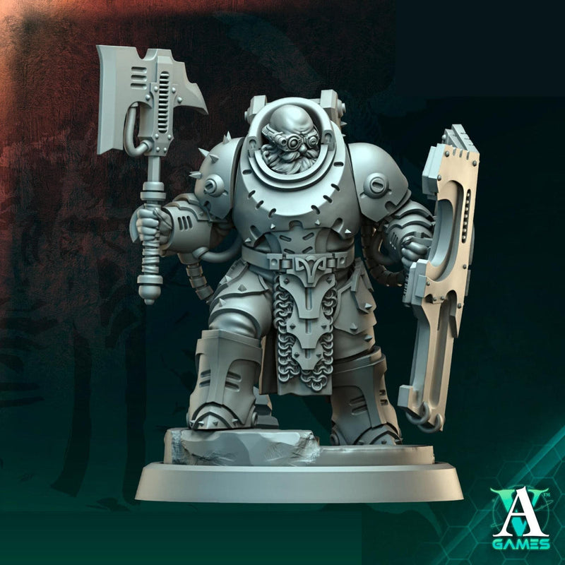 Sci-Fi Warrior Miniature | Shield Axe Soldier | UNPAINTED Resin RPG Wargame - Only-Games