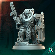 Sci-Fi Soldier Miniature | Shield Rifle Warrior | UNPAINTED Resin RPG Wargame - Only-Games