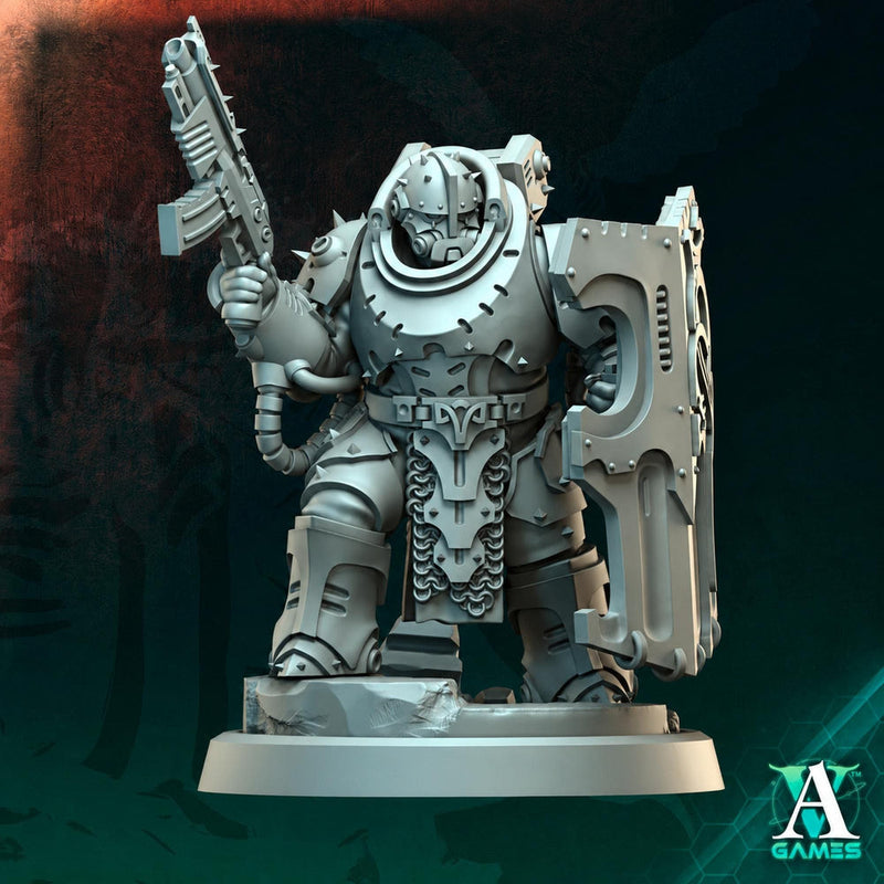 Sci-Fi Soldier Miniature | Shield Rifle Warrior | UNPAINTED Resin RPG Wargame - Only-Games