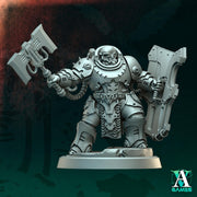 Sci-Fi Warrior Miniature | Heavy Axe Shield Soldier | UNPAINTED Resin RPG Wargame - Only-Games