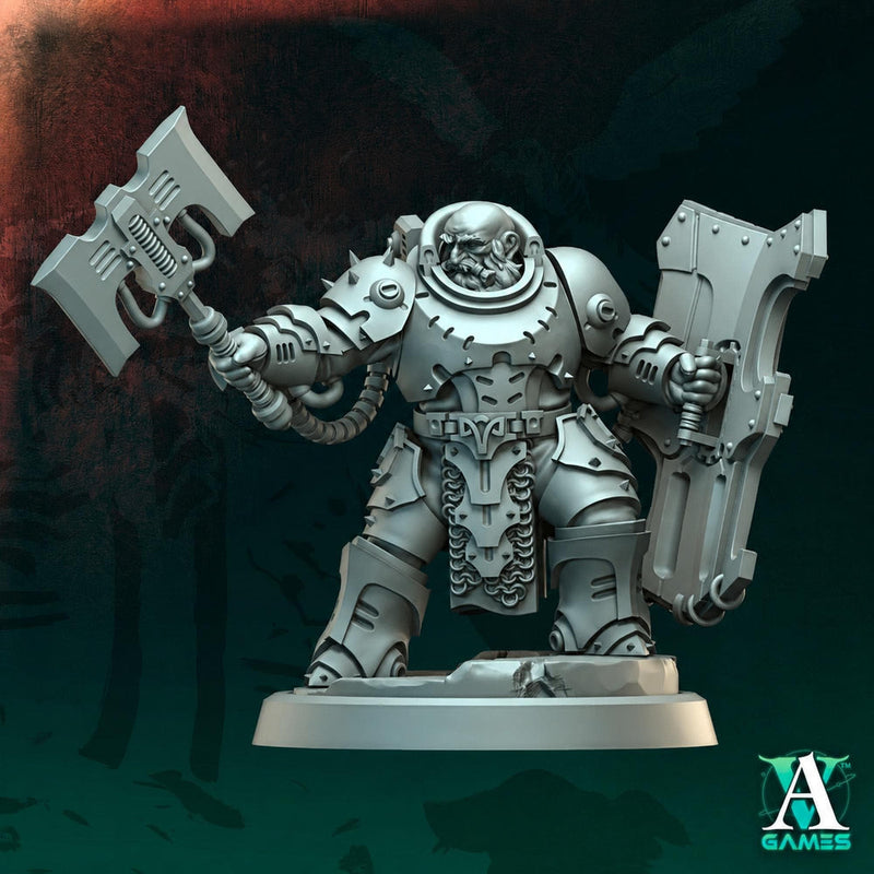 Sci-Fi Warrior Miniature | Heavy Axe Shield Soldier | UNPAINTED Resin RPG Wargame - Only-Games