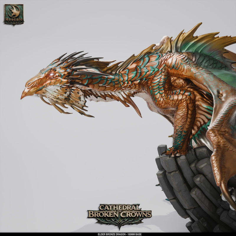 Elder Bronze Dragon Miniature | Gargantuan Dragon Boss | UNPAINTED Resin DnD Pathfinder - Only-Games