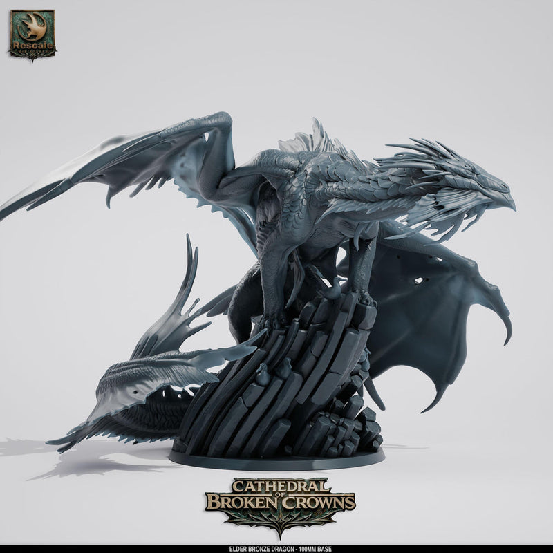 Elder Bronze Dragon Miniature | Gargantuan Dragon Boss | UNPAINTED Resin DnD Pathfinder - Only-Games