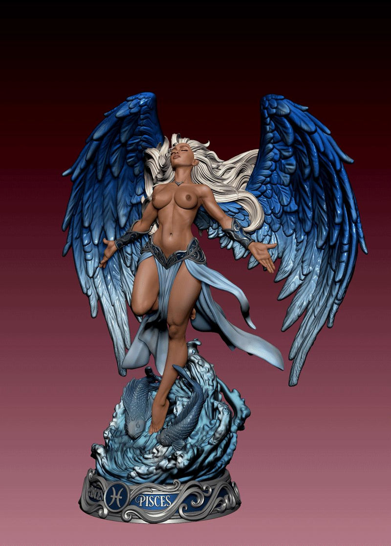 Female Angel Miniature | Pisces Zodiac Sorceress NSFW Topless | UNPAINTED Resin DnD Pathfinder - Only-Games