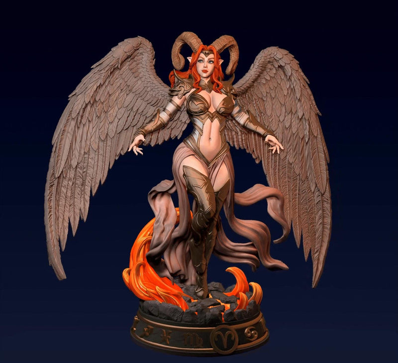 Female Angel Miniature | Aries Zodiac Sorceress NSFW Topless | UNPAINTED Resin DnD Pathfinder - Only-Games