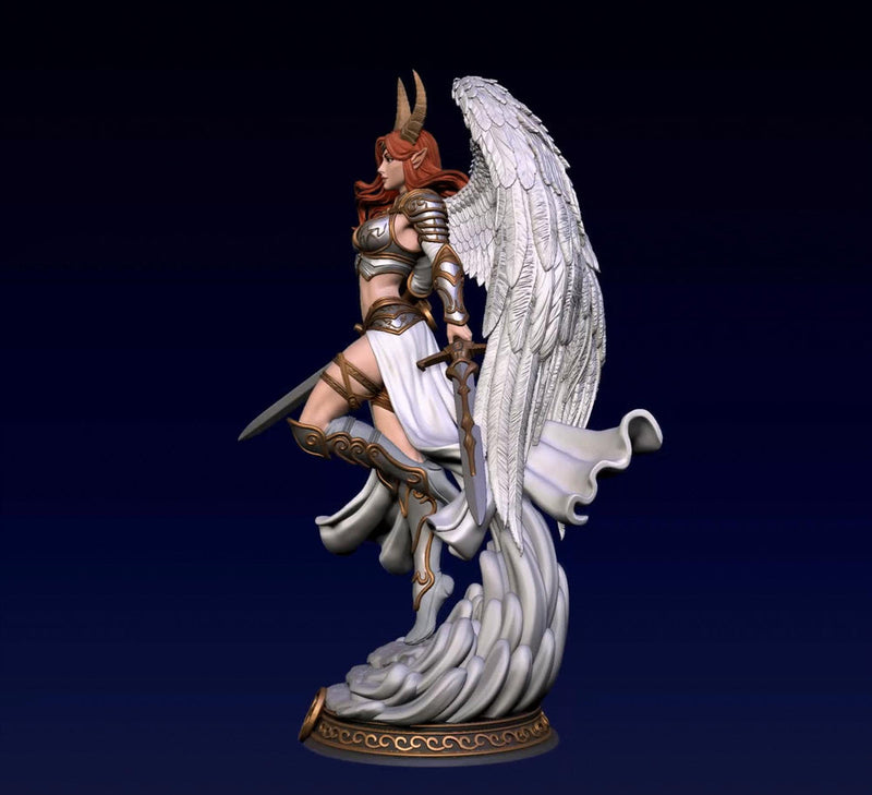 Female Angel Miniature | Taurus Zodiac Warrior NSFW Topless | UNPAINTED Resin DnD Pathfinder - Only-Games