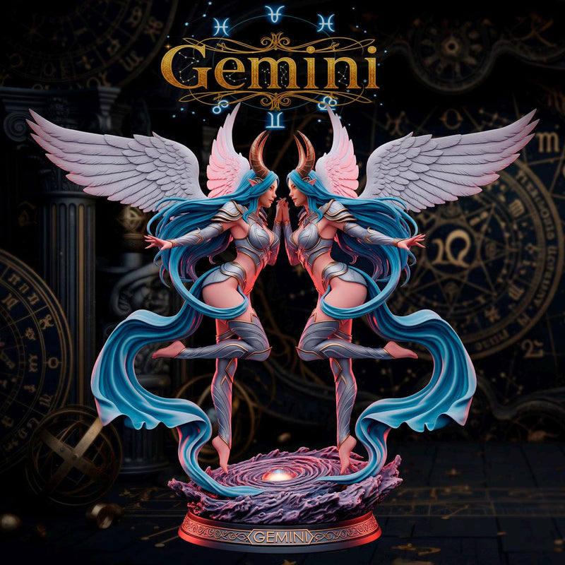 Female Angel Miniature | Gemini Zodiac Twin Sorceress NSFW Topless | UNPAINTED Resin DnD Pathfinder - Only-Games