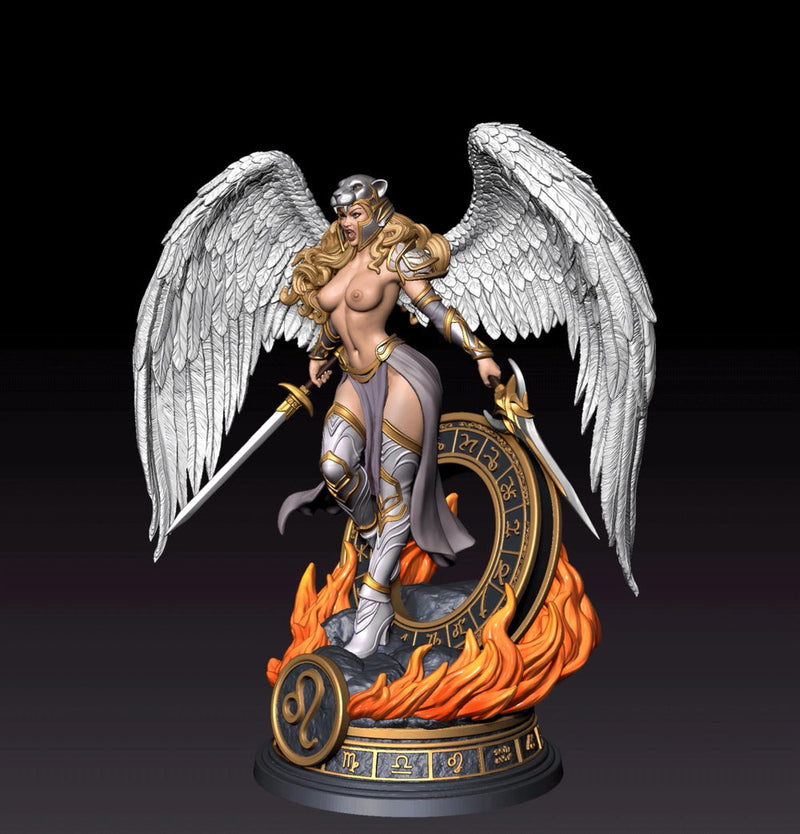 Female Angel Miniature | Leo Zodiac Warrior NSFW Topless | UNPAINTED Resin DnD Pathfinder - Only-Games