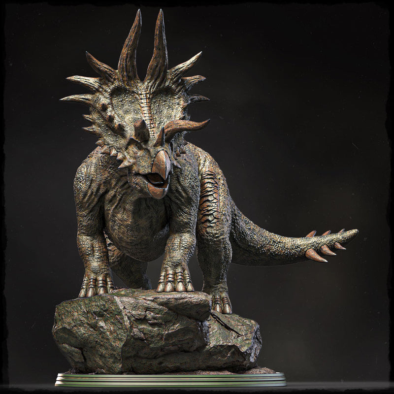 Triceratops Dinosaur Miniature, Horned Beast Monster, Unpainted Resin Tabletop RPG Figure - Only-Games