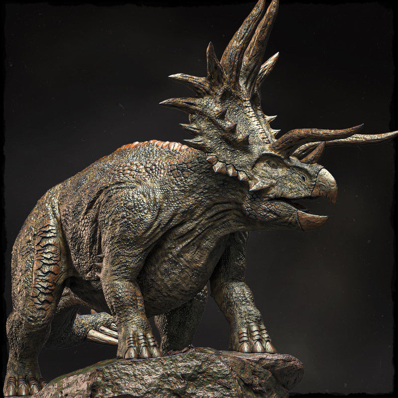 Triceratops Dinosaur Miniature, Horned Beast Monster, Unpainted Resin Tabletop RPG Figure - Only-Games