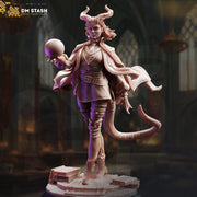 Tiefling Wizard Miniature | Female Sorceress Mage | UNPAINTED Resin DnD Pathfinder - Only-Games