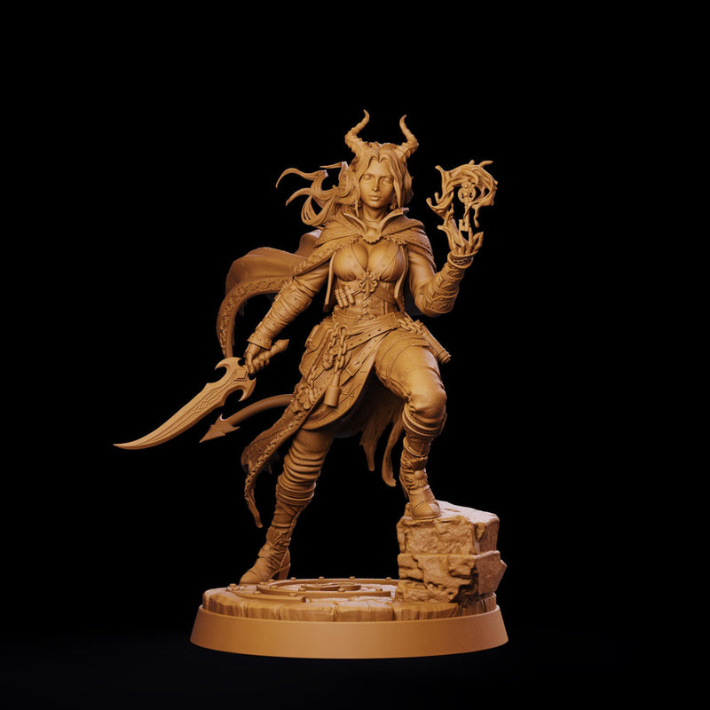 Tiefling Rogue STL, Belyra Arcane Spellblade Assassin, PaintedOrNot Original Digital Mini for DnD 5E - Only-Games