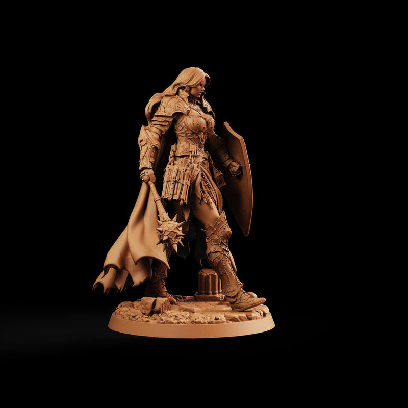 Female Cleric STL, Soleira Battle Priestess, PaintedOrNot Original Digital Mini for DnD 5E - Only-Games