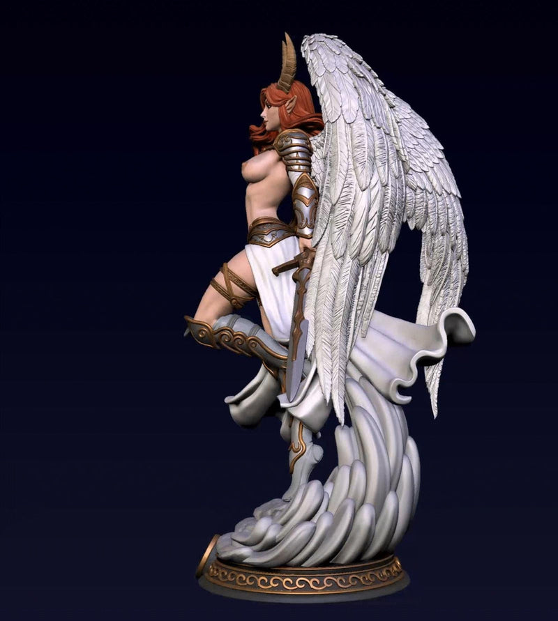Female Angel Miniature | Taurus Zodiac Warrior NSFW Topless | UNPAINTED Resin DnD Pathfinder - Only-Games