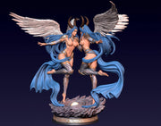 Female Angel Miniature | Gemini Zodiac Twin Sorceress NSFW Topless | UNPAINTED Resin DnD Pathfinder - Only-Games