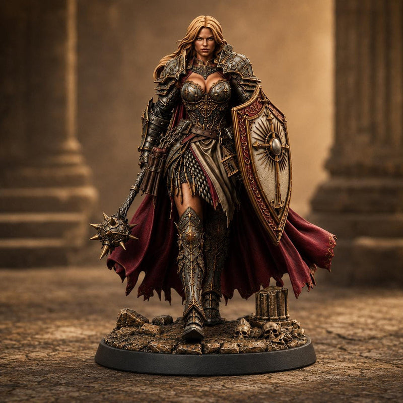 Female Cleric STL, Soleira Battle Priestess, PaintedOrNot Original Digital Mini for DnD 5E - Only-Games