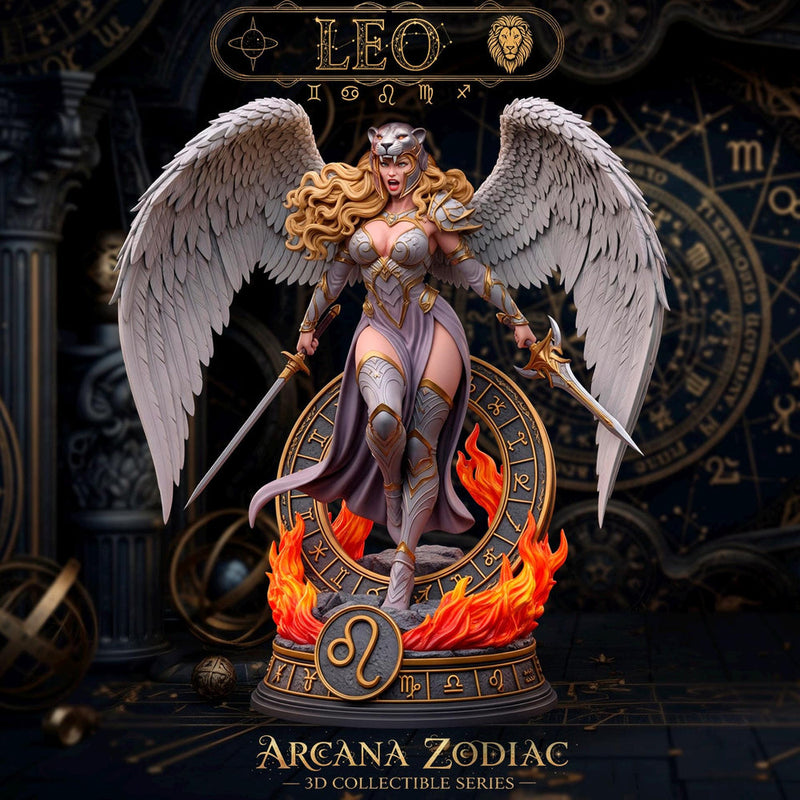 Female Angel Miniature | Leo Zodiac Warrior NSFW Topless | UNPAINTED Resin DnD Pathfinder - Only-Games