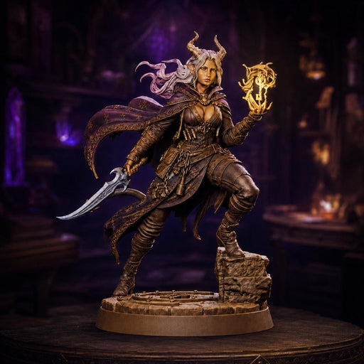 Tiefling Rogue STL, Belyra Arcane Spellblade Assassin, PaintedOrNot Original Digital Mini for DnD 5E - Only-Games