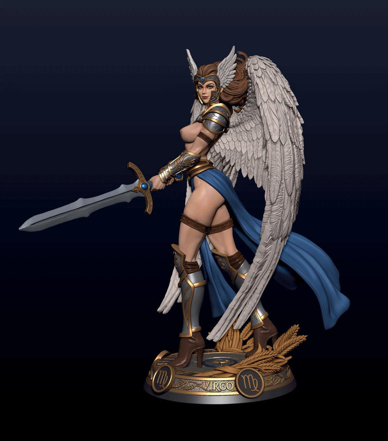 Female Angel Miniature | Virgo Zodiac Warrior NSFW Topless | UNPAINTED Resin DnD Pathfinder - Only-Games