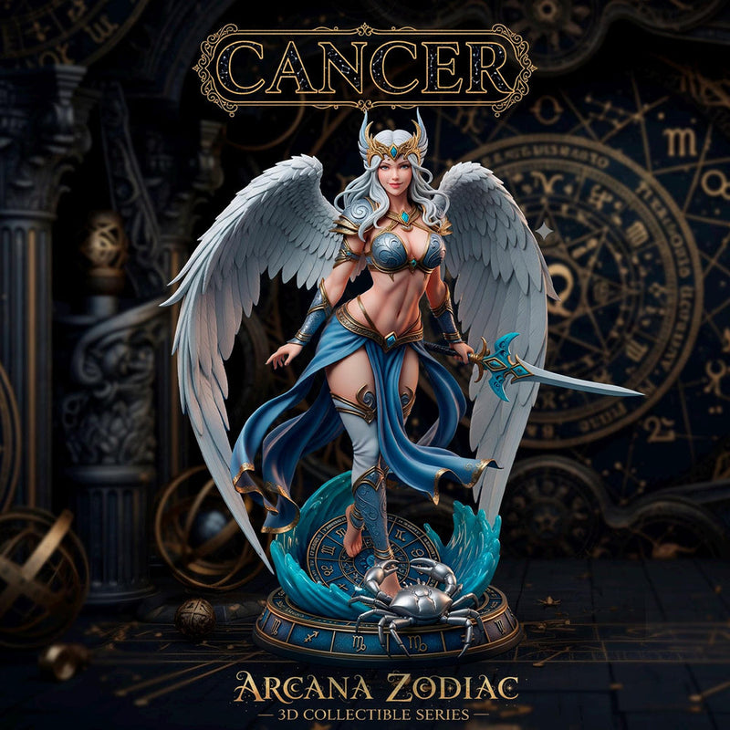Female Angel Miniature | Cancer Zodiac Warrior NSFW Topless | UNPAINTED Resin DnD Pathfinder - Only-Games