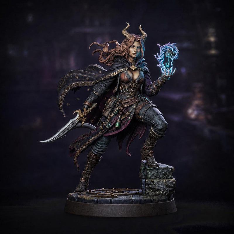 Tiefling Rogue STL, Belyra Arcane Spellblade Assassin, PaintedOrNot Original Digital Mini for DnD 5E - Only-Games