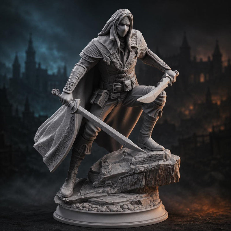 Masked Hexhunter Rogue Miniature | Witch Hunter Assassin | Unpainted Resin DnD Pathfinder - Only-Games
