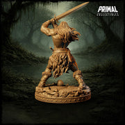 Human Barbarian Greatsword Miniature | Tribal Berserker Warrior | Unpainted Resin DnD Pathfinder - Only-Games