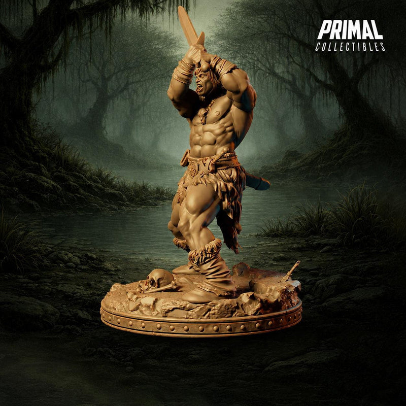 Human Barbarian Greatsword Miniature | Tribal Berserker Warrior | Unpainted Resin DnD Pathfinder - Only-Games