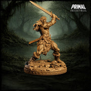 Human Barbarian Greatsword Miniature | Tribal Berserker Warrior | Unpainted Resin DnD Pathfinder - Only-Games