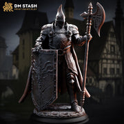 Paladin Miniature | Tower Shield Poleaxe Knight | Unpainted Resin DnD Pathfinder - Only-Games