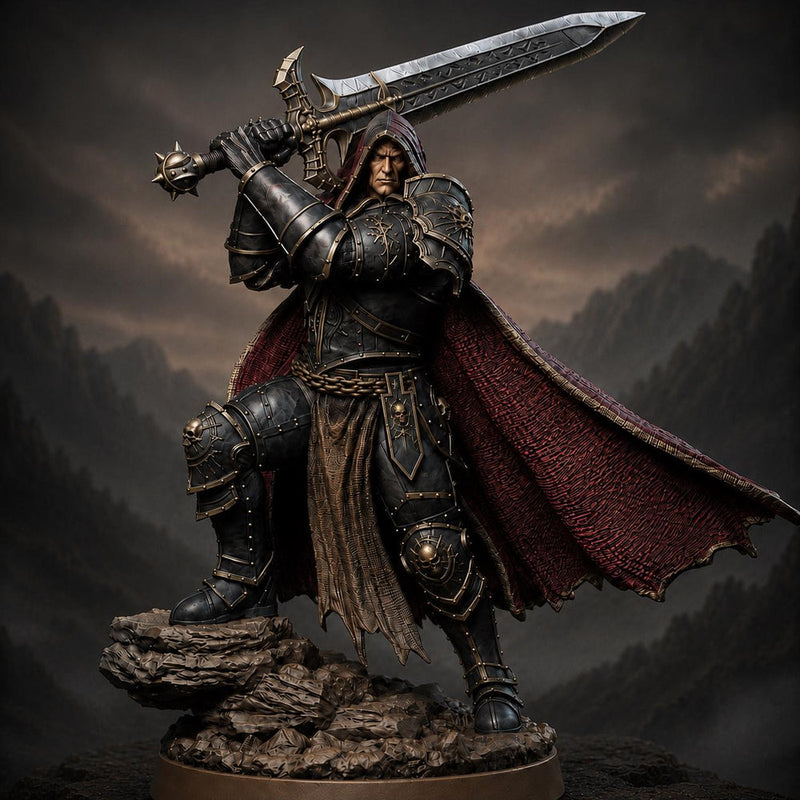 Dark Paladin Miniature | Seldravan Hooded Fallen Knight | PaintedOrNot Original DnD Pathfinder - Only-Games