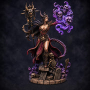 Tiefling Necromancer Miniature | Ralzena Female Death Mage | PaintedOrNot Original UNPAINTED Resin DnD 5E Pathfinder - Only-Games