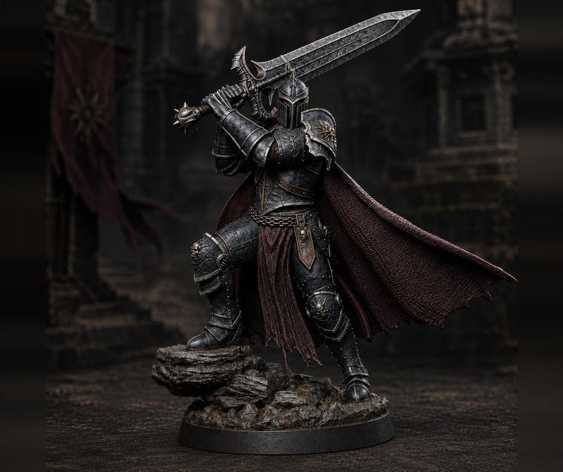 Evil Paladin Miniature | Keldavain Armored Blackguard Knight | PaintedOrNot Original DnD Pathfinder - Only-Games