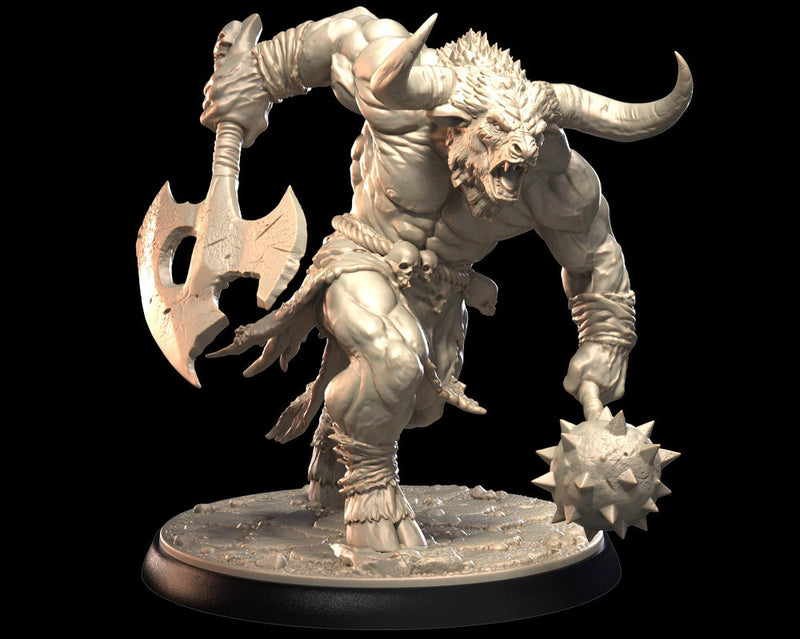 Minotaur Miniature | Barbarian Berserker Axe Warrior | UNPAINTED Resin DnD 5E Pathfinder - Only-Games