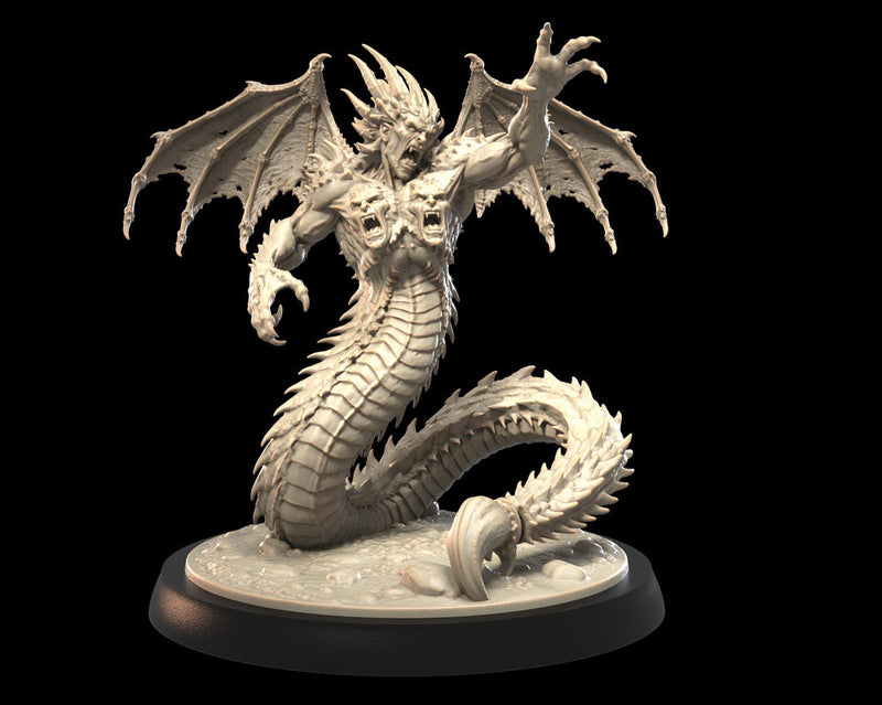 Winged Demon Miniature | Serpent Archdevil Boss Monster | UNPAINTED Resin DnD 5E Pathfinder - Only-Games