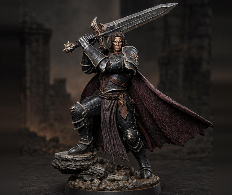 Fallen Paladin Miniature | Aevridan Greatsword Dark Knight | PaintedOrNot Original DnD Pathfinder - Only-Games