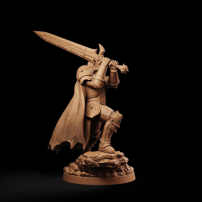 Fallen Paladin Miniature | Aevridan Greatsword Dark Knight | PaintedOrNot Original DnD Pathfinder - Only-Games