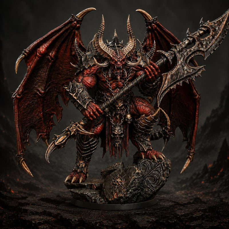 Demon Lord Miniature | Narzakar Winged Greater Demon | PaintedOrNot Original DnD 5E Pathfinder - Only-Games